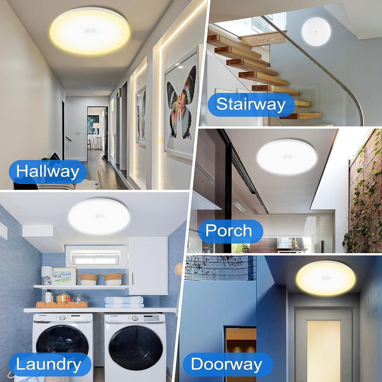LED Ceiling Light - Round Panel Downlight for Bathroom, Kitchen, Living Room, or Wall Installation
