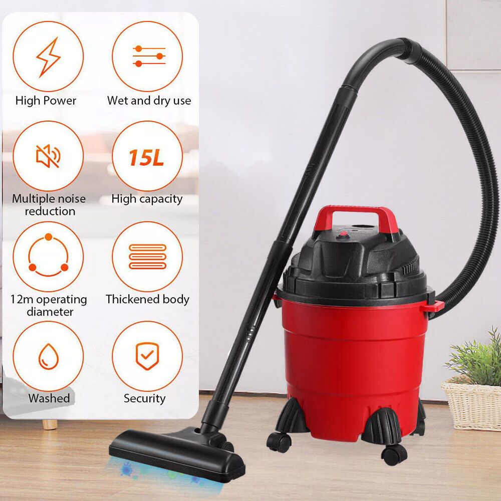 1500W Vacuum Cleaner Wet and Dry Bagless 15L Cylinder Powerful Compact Cleaning