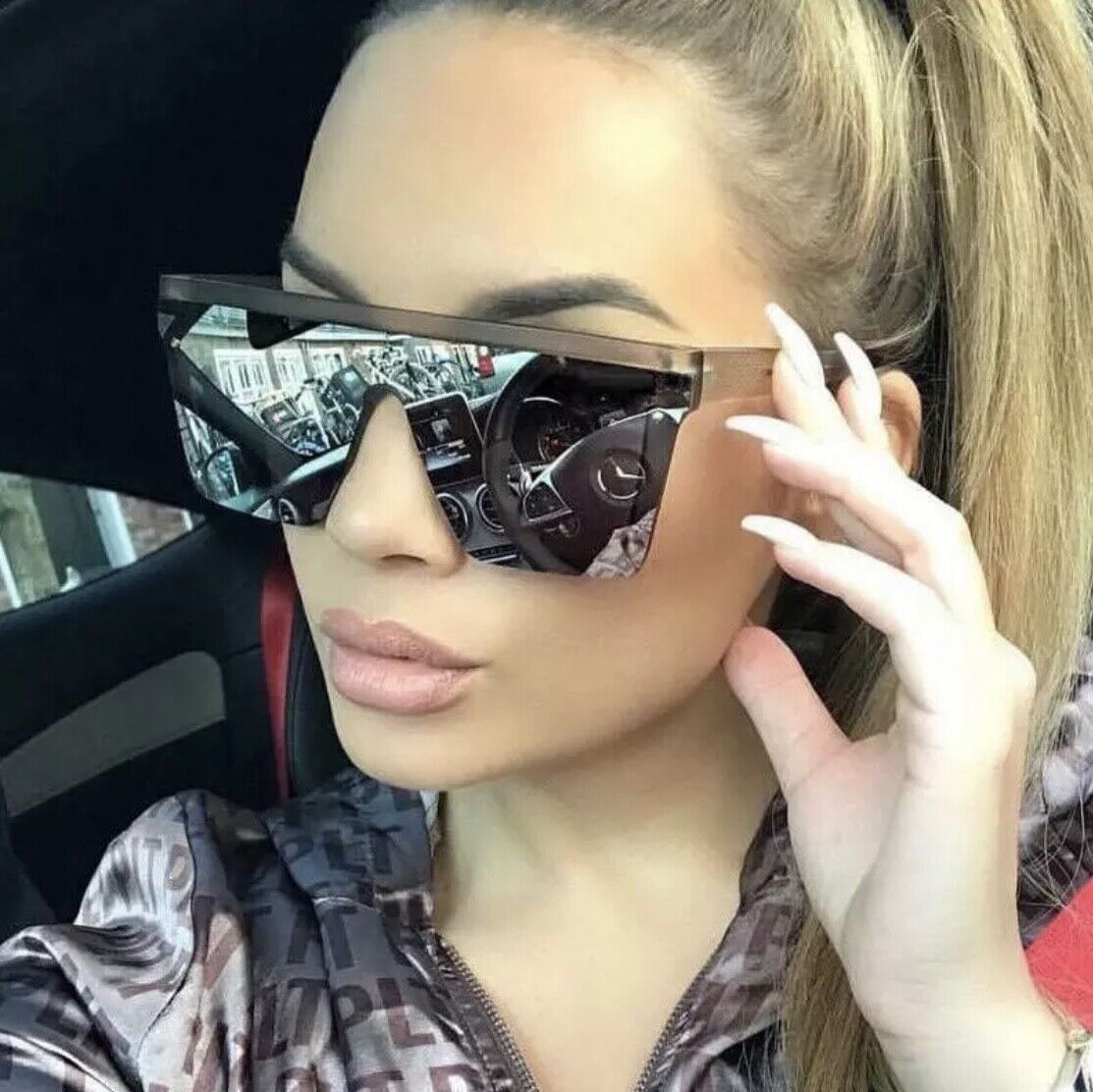 New Style Womens Ladies Sunglasses Square Oversized Luxury Flat Top Blackleopard