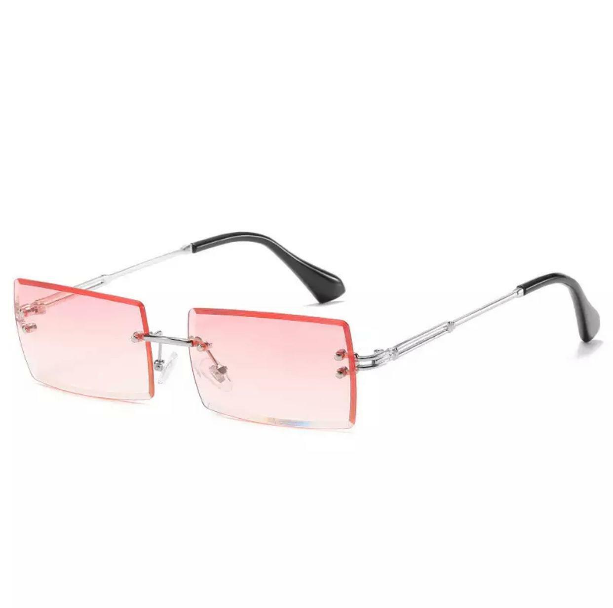 UV400 Rimless Rectangle Sunglasses – Fashionable Alloy Frame, Anti-Reflective Sun Glasses for Men & Women