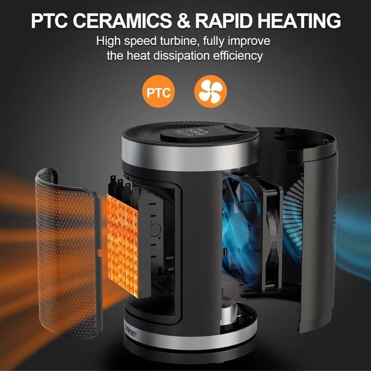 Electric Space Heater 1500W PTC Ceramic with 70° Oscillation, Remote Control & Timer – Portable Indoor Heater