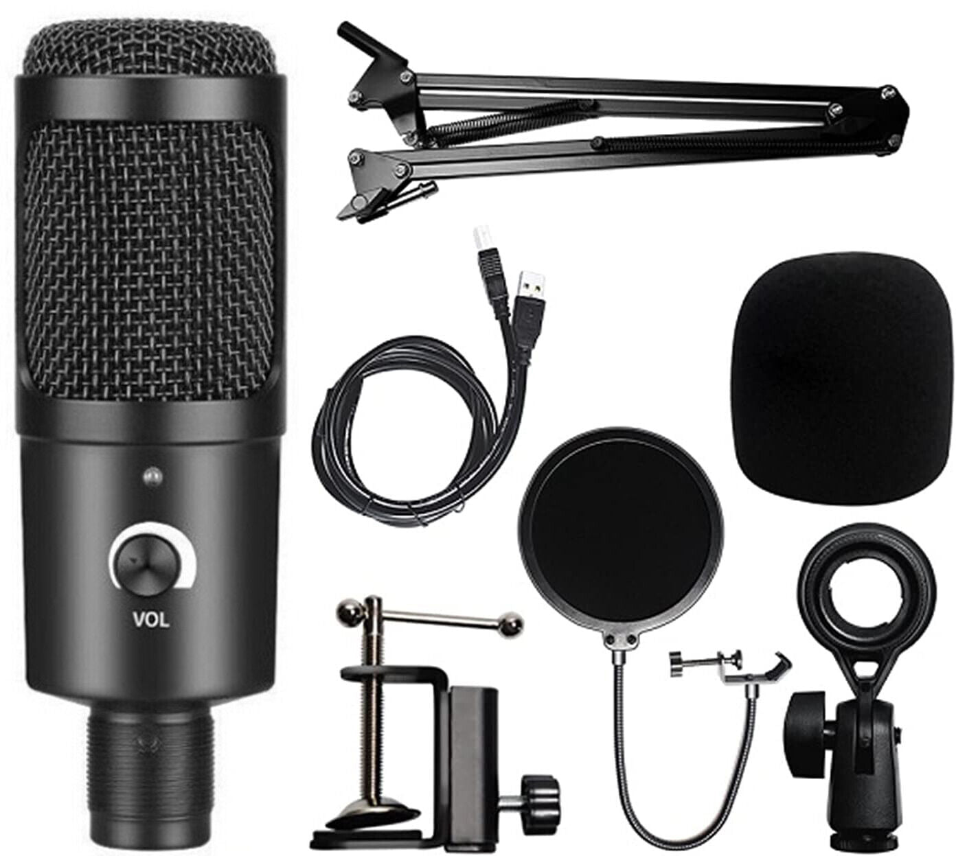 Professional USB Streaming Microphone Kit – Cardioid Condenser Mic for Podcasting, Gaming, Live Streaming & Recording