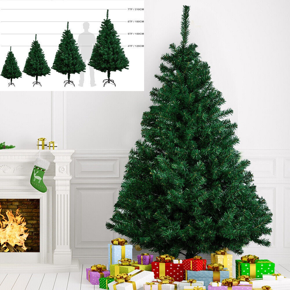 Christmas Tree Pre Lit with LED Lights Bushy Pine Xmas Indoor Decor 4/5/6/7FT