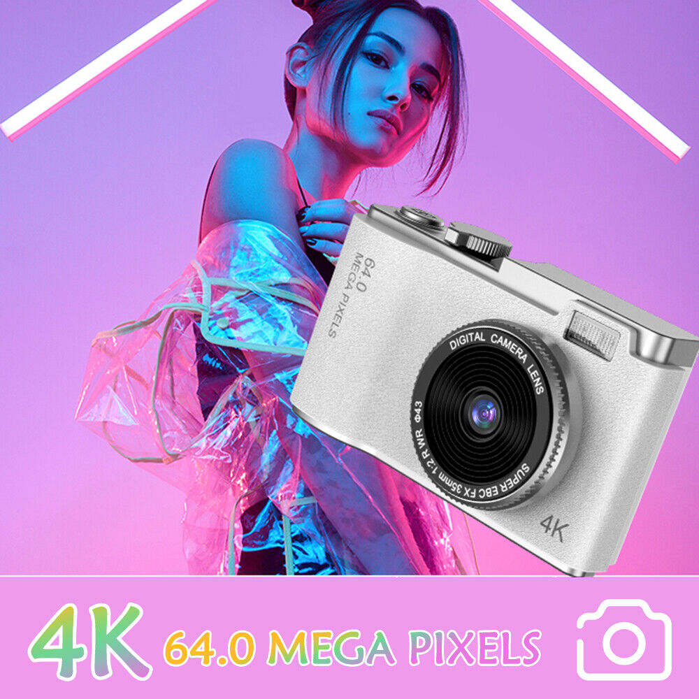 Retro 64MP Digital Camera - HD 1080P, 16X Zoom, 2.4'' LCD, Anti-Shake, with Photo Filters