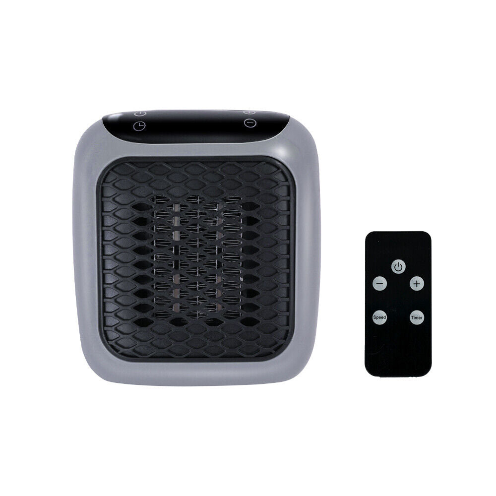 Mini Wall Plug-In Ceramic Space Heater with Remote & Timer, 800W Portable Fan Heater