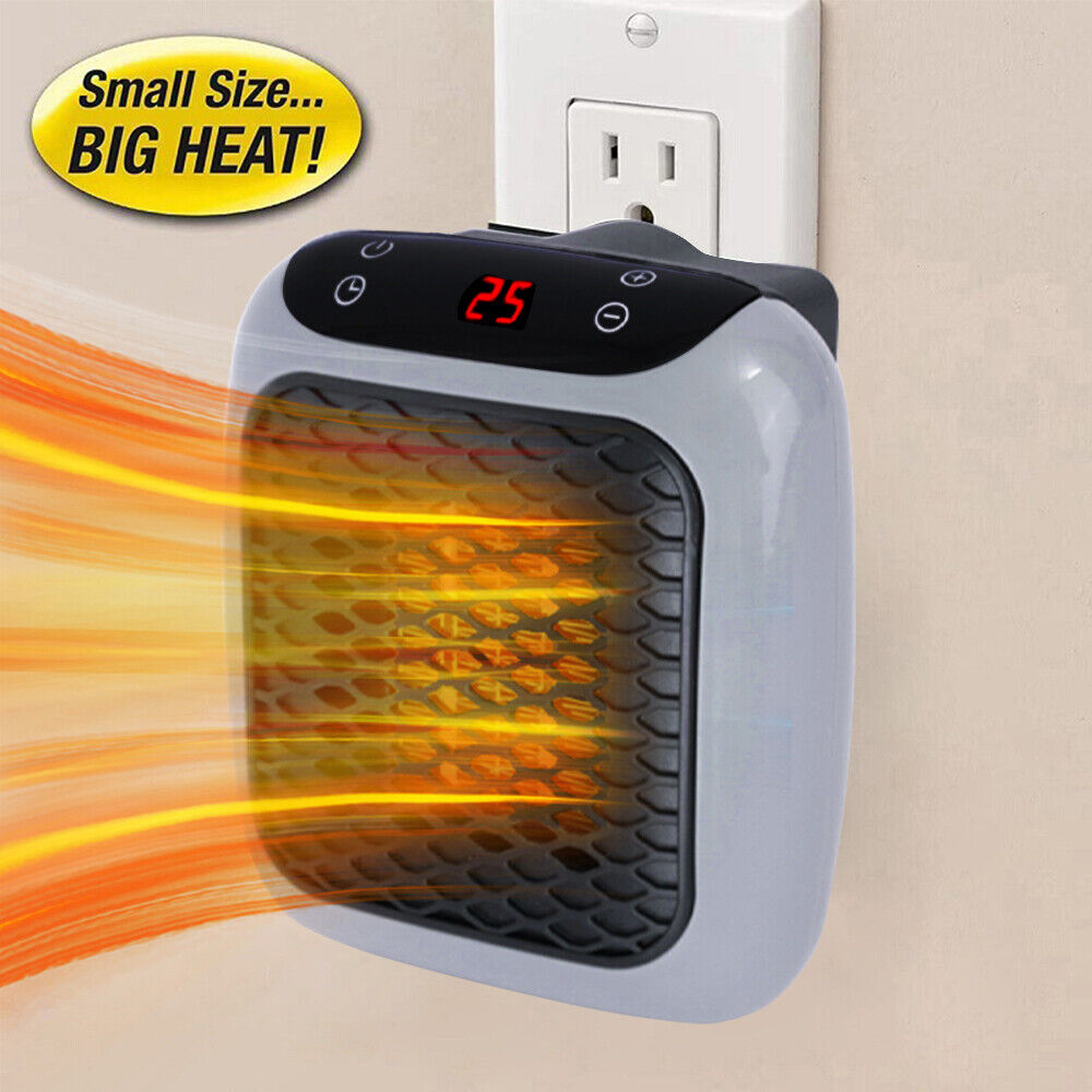 Mini Wall Plug-In Ceramic Space Heater with Remote & Timer, 800W Portable Fan Heater