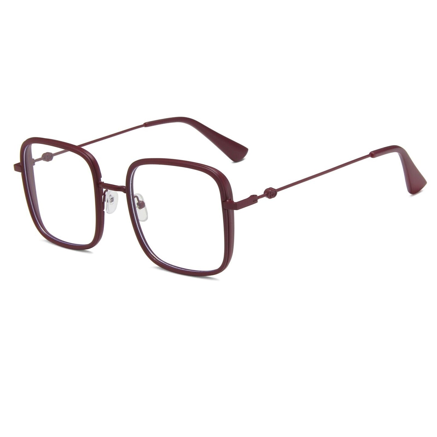 Oversized Square Metal Frame Eyeglasses – Retro Anti-Blue Light Glasses for Men & Women