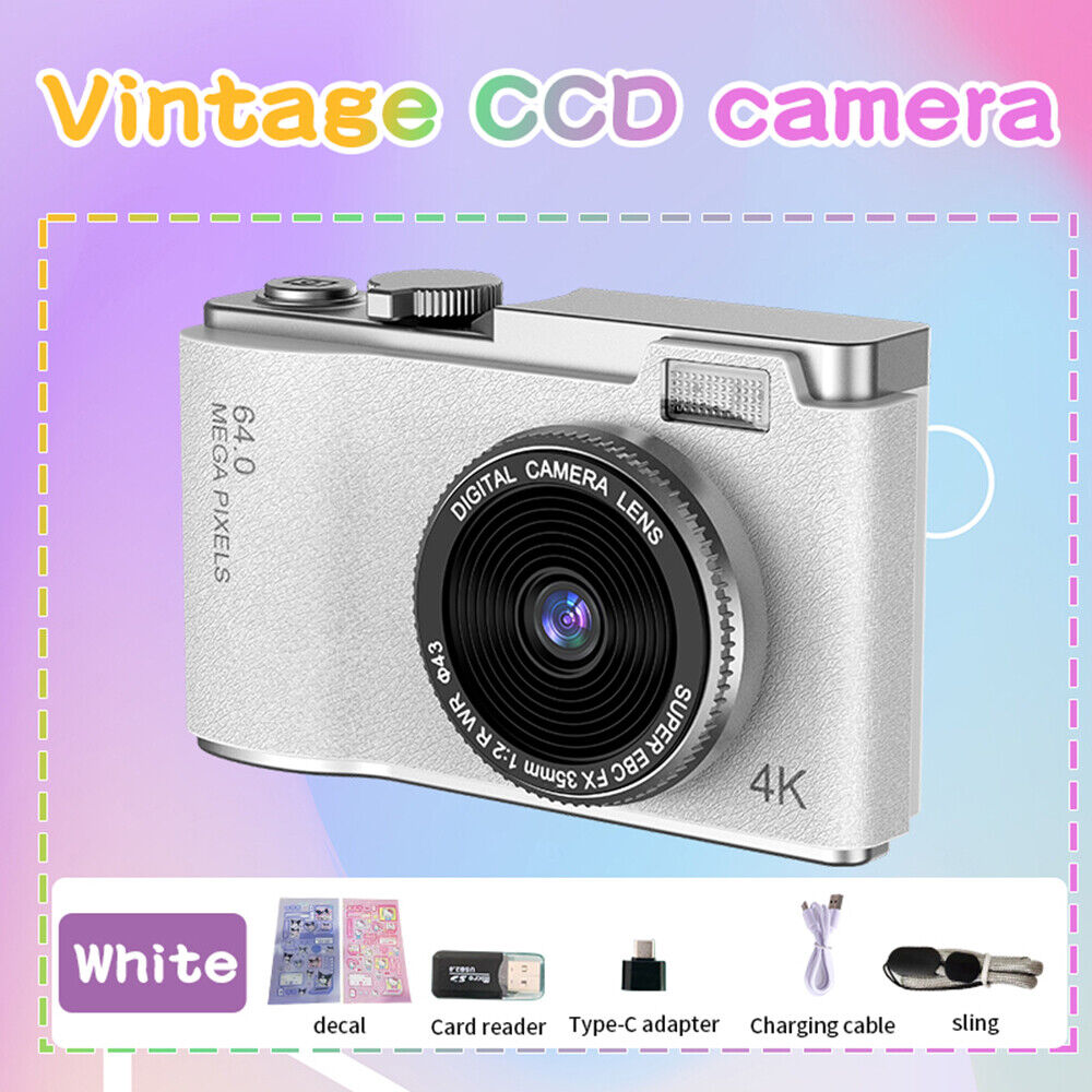 Retro 64MP Digital Camera - HD 1080P, 16X Zoom, 2.4'' LCD, Anti-Shake, with Photo Filters