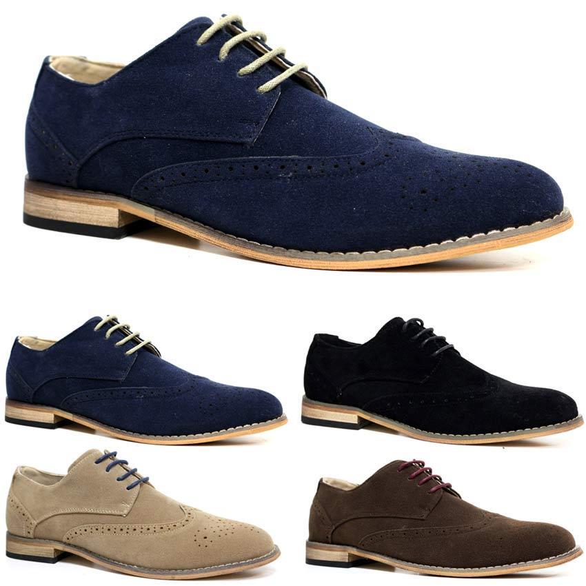 Mens New Faux Suede Lace up Casual Formal Office Work Lace up Brogues Shoes Size