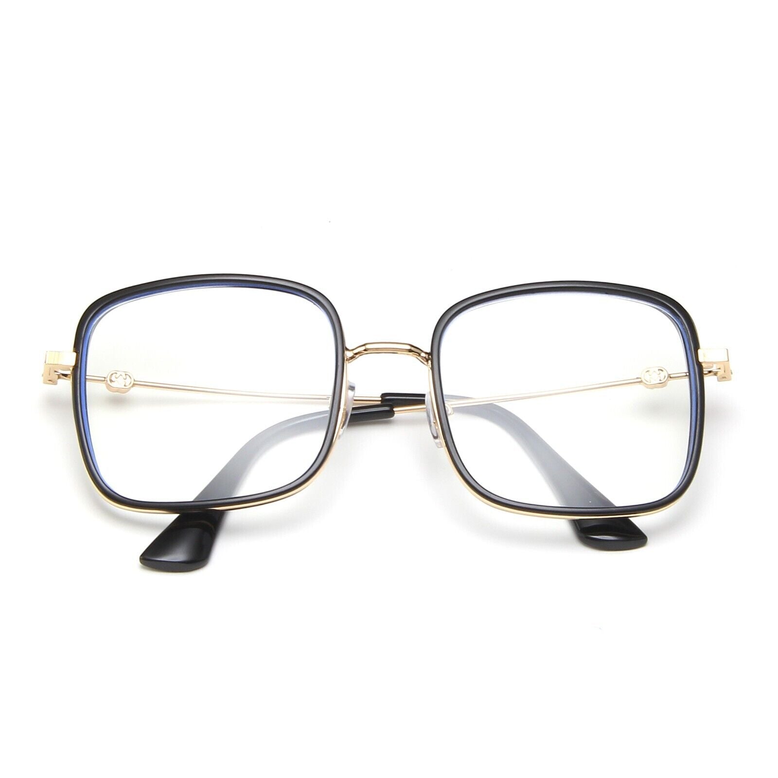 Oversized Square Metal Frame Eyeglasses – Retro Anti-Blue Light Glasses for Men & Women