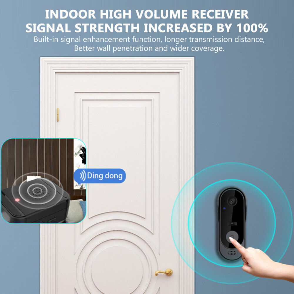 Smart WiFi Video Doorbell with Camera & Intercom - Wireless, Night Vision, Two-Way Talk, IP65 Waterproof