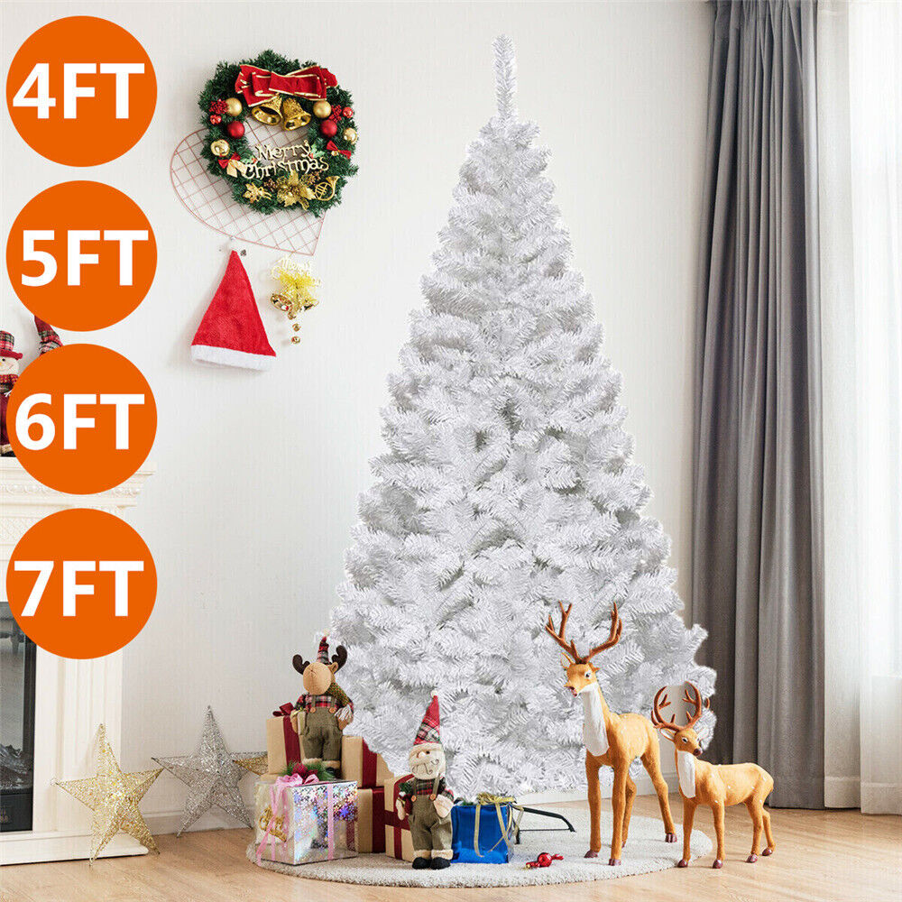 Christmas Tree Pre Lit with LED Lights Bushy Pine Xmas Indoor Decor 4/5/6/7FT