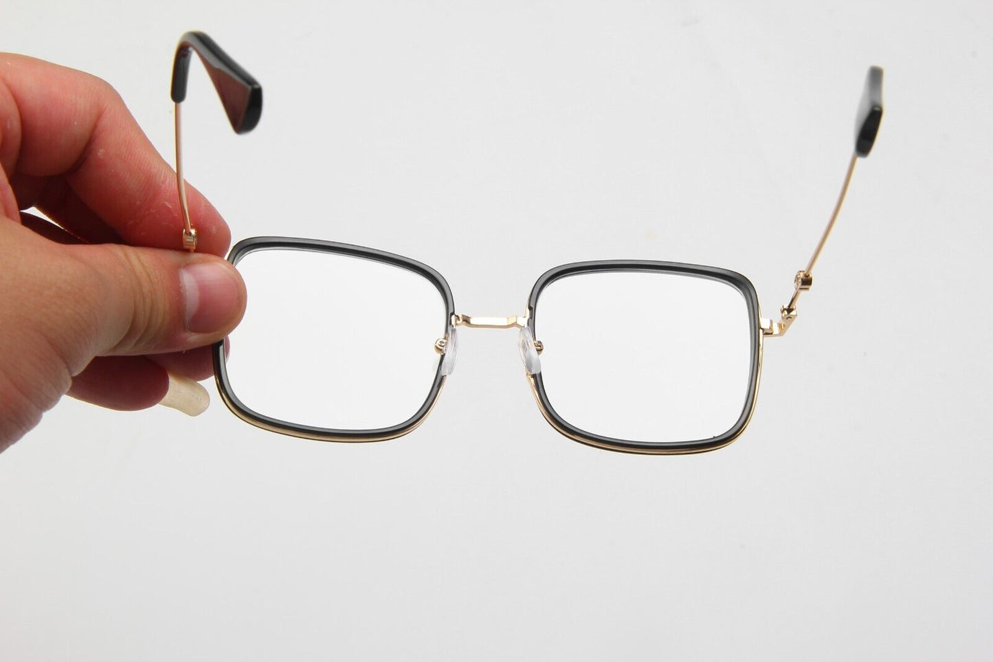 Oversized Square Metal Frame Eyeglasses – Retro Anti-Blue Light Glasses for Men & Women