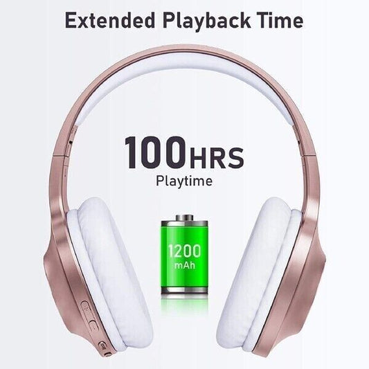 ROSE GOLD Bluetooth 5.0 over Ear Headphones, Soft Pads, Built-In Mic