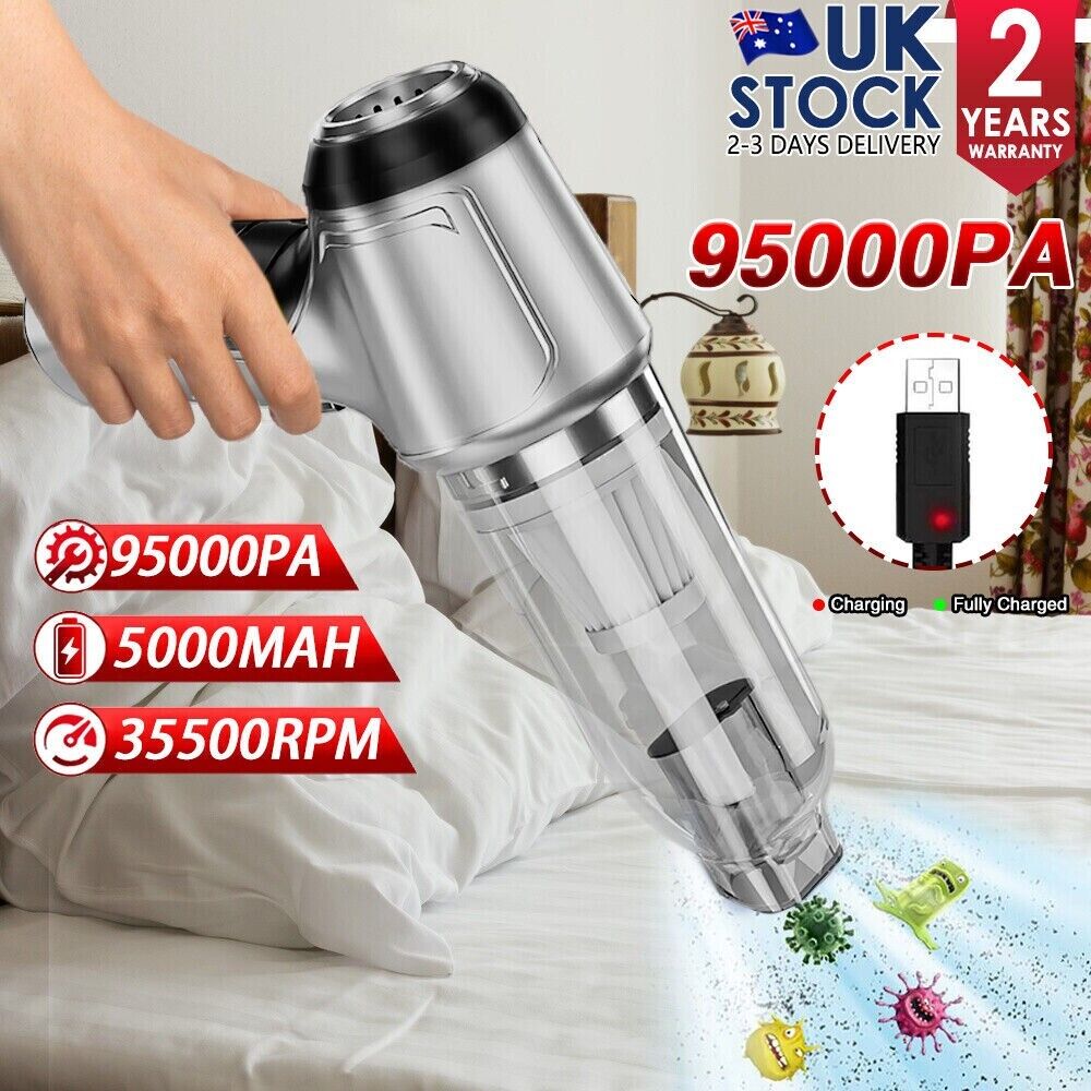Cordless 3-in-1 Car Vacuum Cleaner – Powerful 95000PA Wet/Dry Handheld Vacuum with Blower & Pump, USB Rechargeable