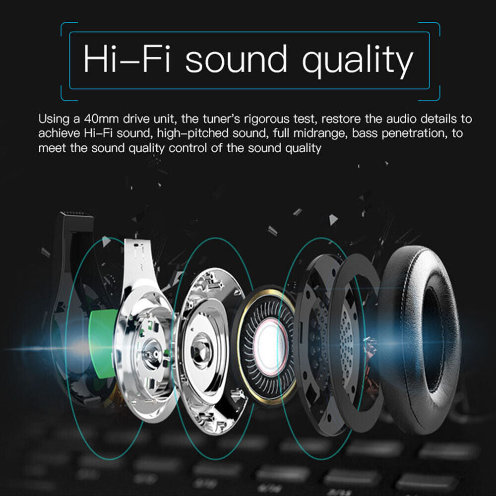 Wireless Bluetooth Headphones with Noise Cancelling Over-Ear Stereo Earphones