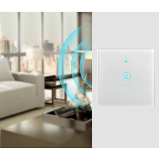 Smart WiFi Touch Light Wall Switch – No Neutral Wire Needed, Voice Control with Google Home & Alexa, Sleek Glass Panel