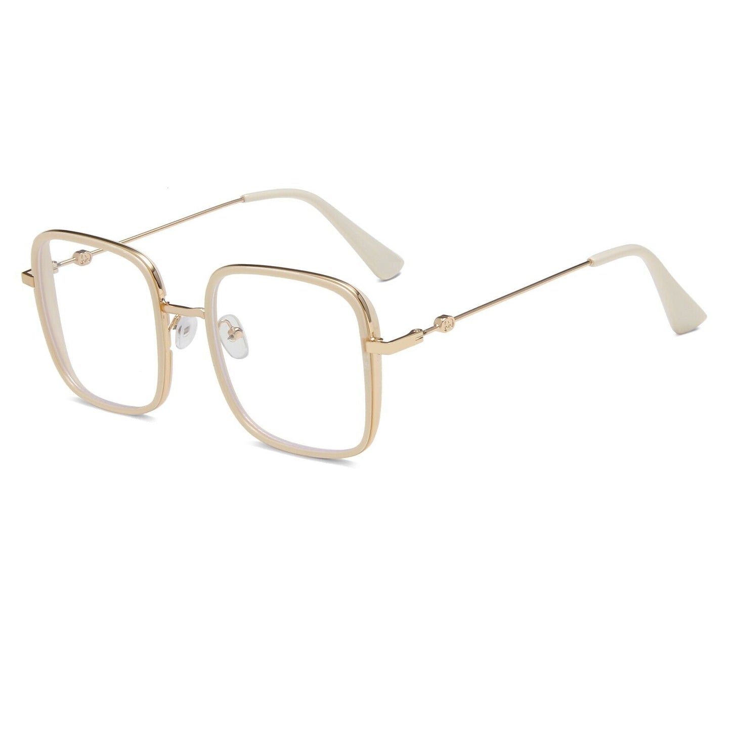 Oversized Square Metal Frame Eyeglasses – Retro Anti-Blue Light Glasses for Men & Women