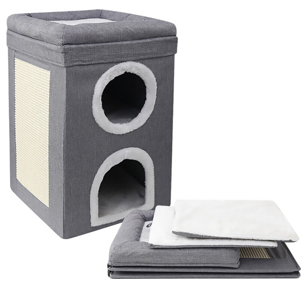 Cat House Cat Cave Cats Three Layer Condo Cat Nest Cat Bed with Scratching Board