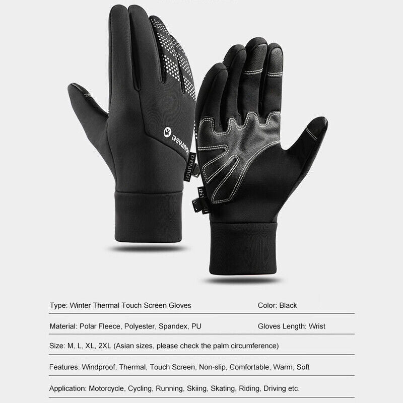 Thermal Windproof Waterproof Winter Gloves Touch Screen Warm Mittens for Men & Women.