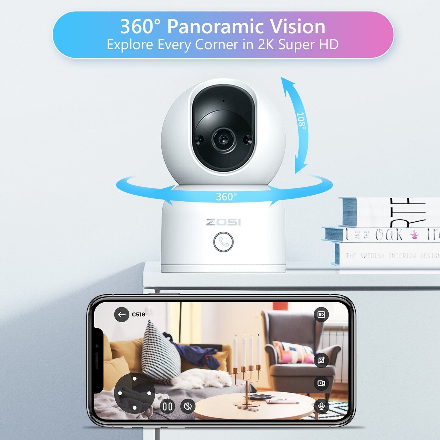 Baby Monitor PTZ WiFi Camera – 2K Indoor CCTV Camera with Auto Tracking & 2-Way Talk | 32GB Card Included