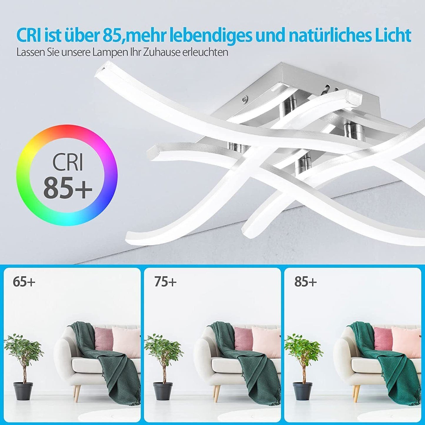 Modern LED Ceiling Light - 4-Wave Design Pendant Lamp for Kitchen, Living Room, and Bedroom