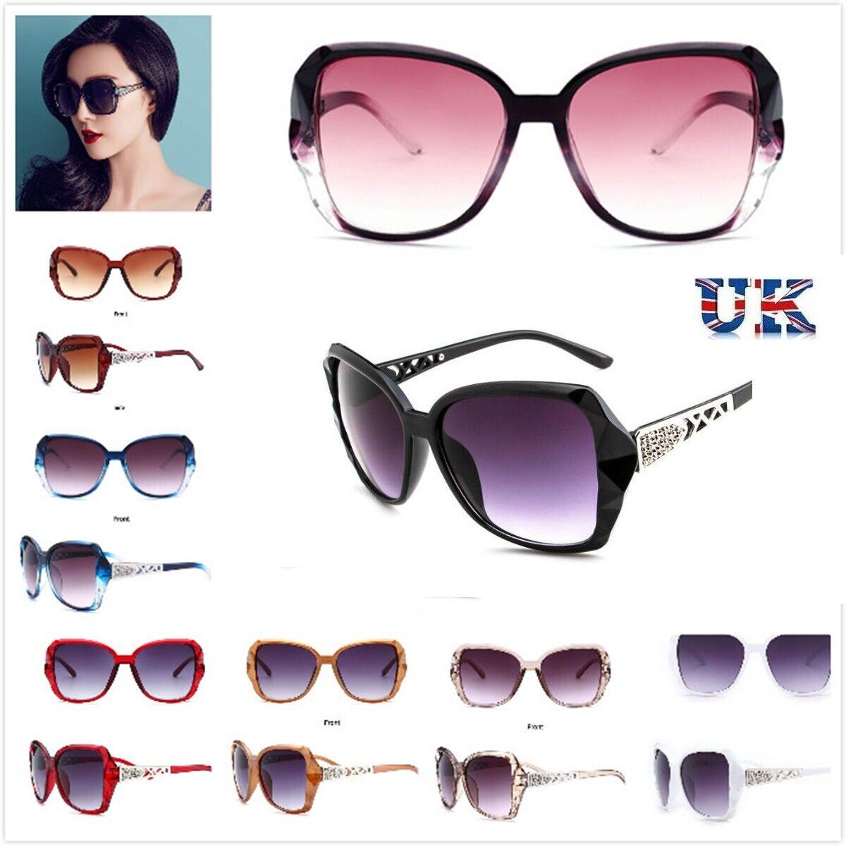 Women’s Ladies Designer Shades Oversized UV400 Fashion Polarized Sunglasses