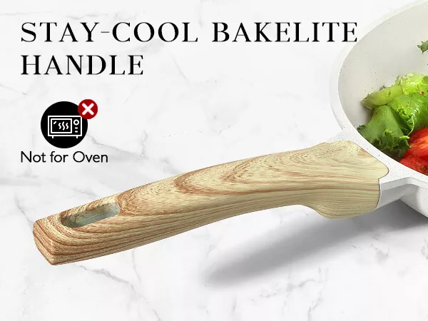 Non-Stick Frying Pan Set (20cm, 24cm, 28cm) – Non-Toxic Granite Skillets with Ergonomic Handle & Glass Lid