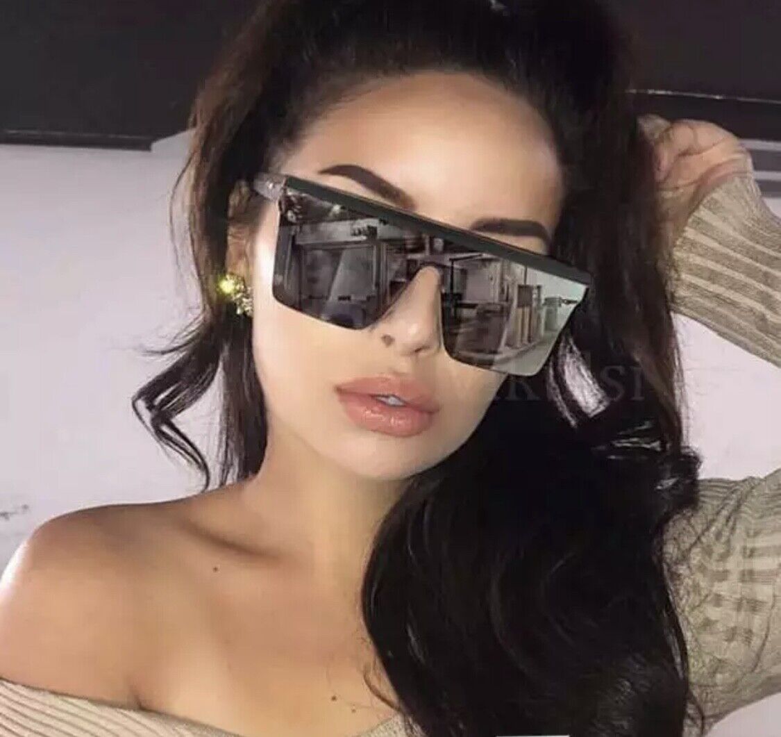 New Style Womens Ladies Sunglasses Square Oversized Luxury Flat Top Blackleopard
