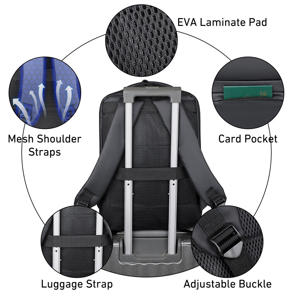 Women Men Backpack anti Theft Laptop Rucksack Business School Bag USB Charging