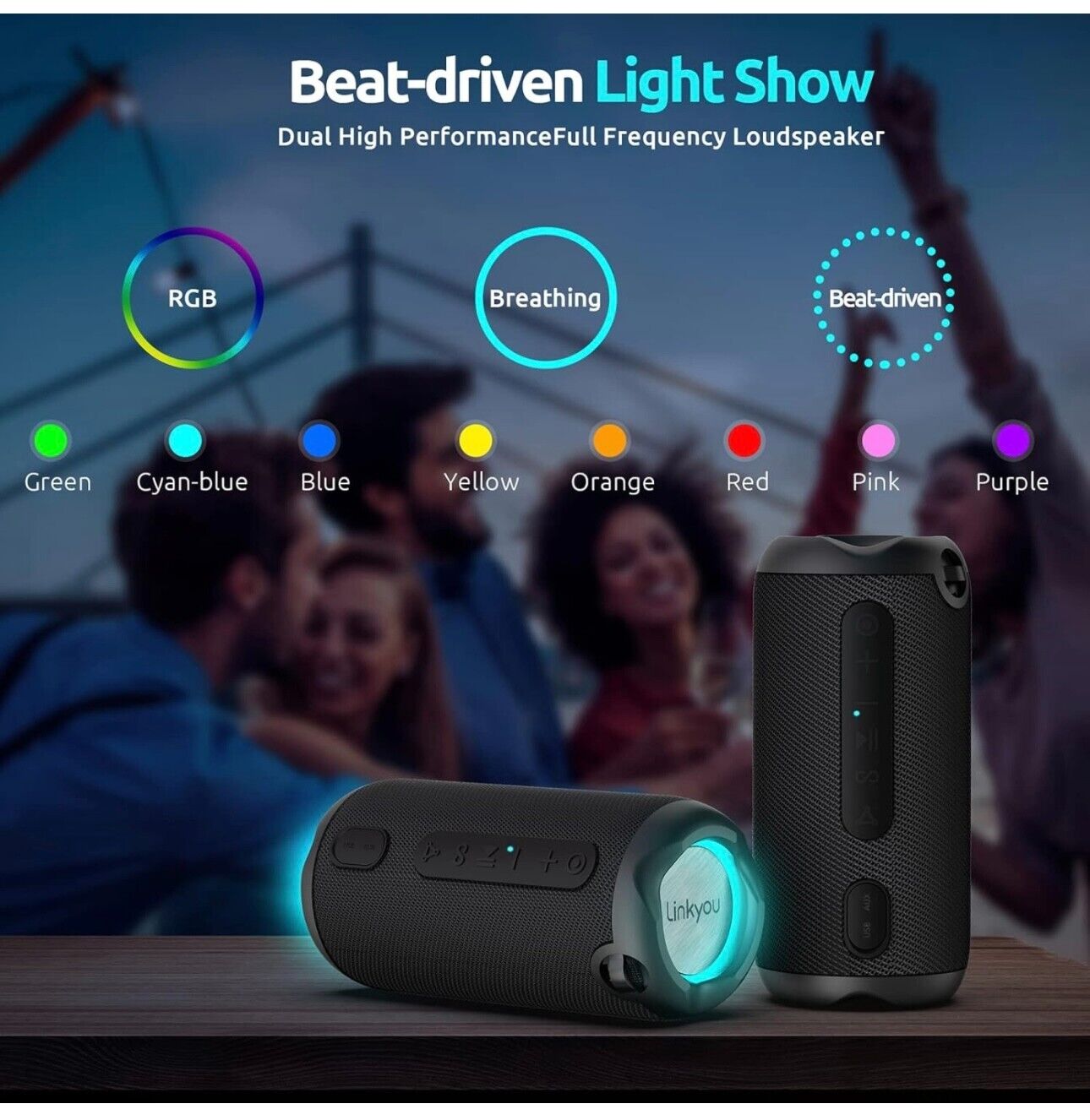 Portable Bluetooth Speaker - LY-S300Pro – 30W Wireless Stereo Sound with RGB Light