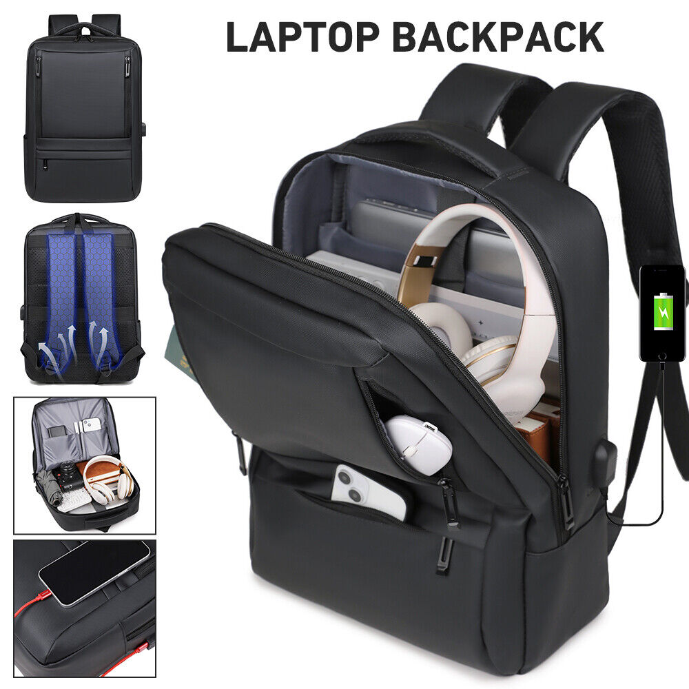 Women Men Backpack anti Theft Laptop Rucksack Business School Bag USB Charging
