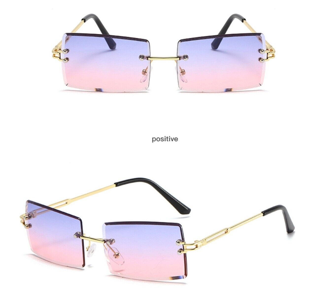 UV400 Rimless Rectangle Sunglasses – Fashionable Alloy Frame, Anti-Reflective Sun Glasses for Men & Women