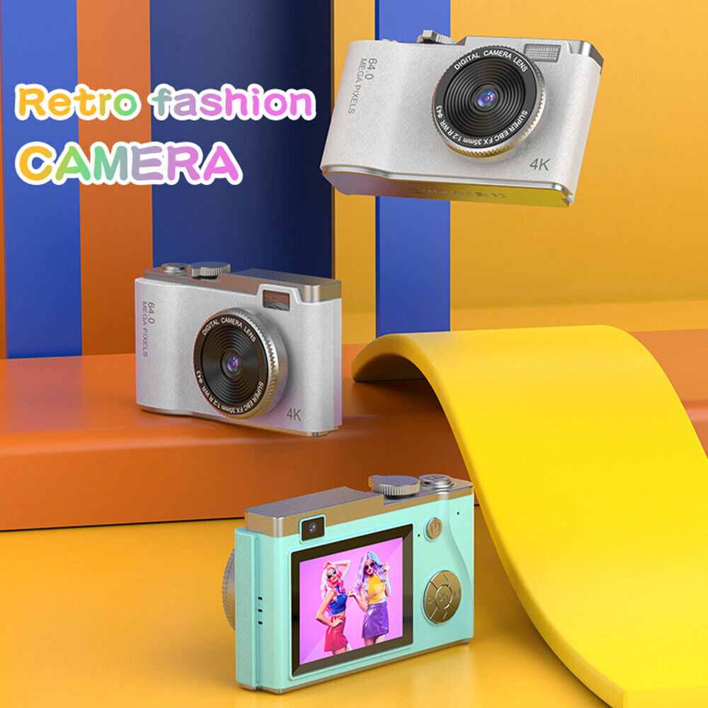 Retro 64MP Digital Camera - HD 1080P, 16X Zoom, 2.4'' LCD, Anti-Shake, with Photo Filters