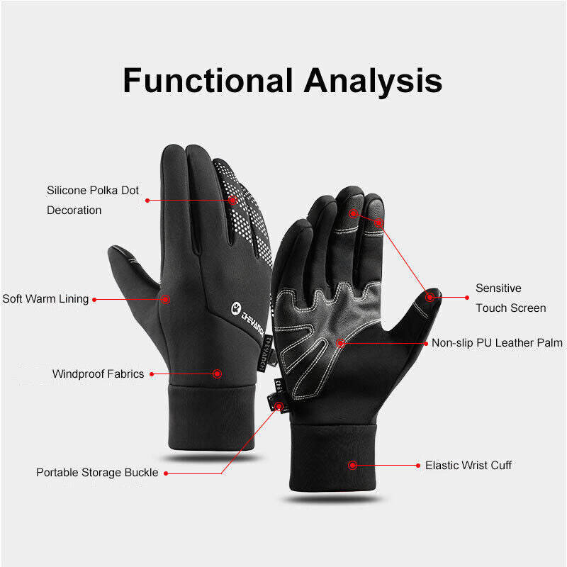 Thermal Windproof Waterproof Winter Gloves Touch Screen Warm Mittens for Men & Women.