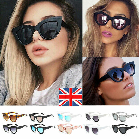 Fashion Cat Eye Sunglasses Womens Retro Vintage Shades Oversized Designer Large