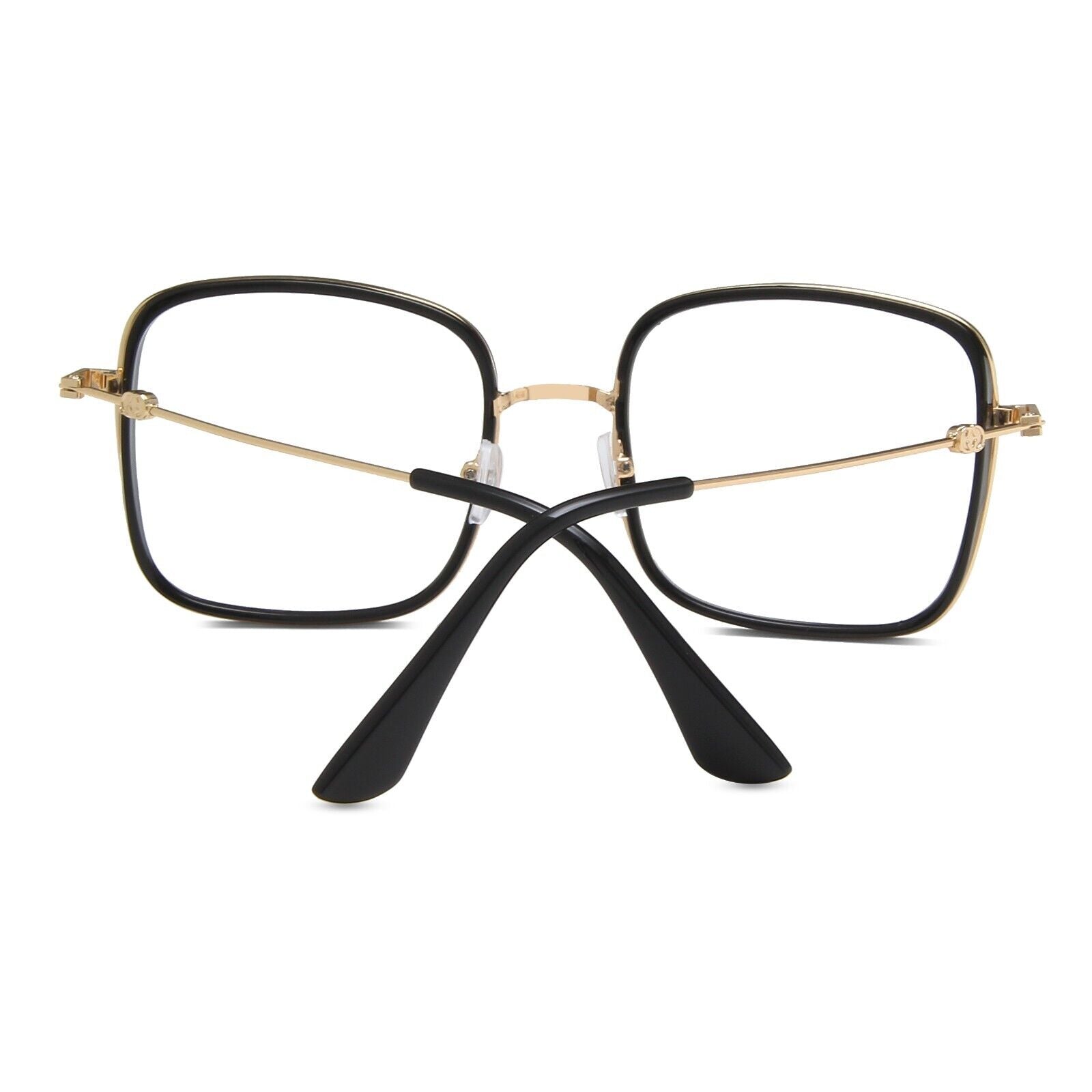 Oversized Square Metal Frame Eyeglasses – Retro Anti-Blue Light Glasses for Men & Women