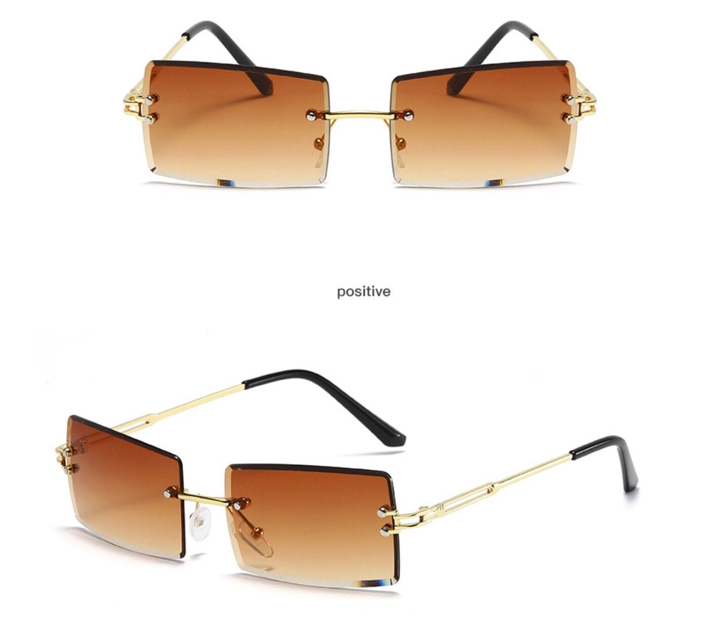 UV400 Rimless Rectangle Sunglasses – Fashionable Alloy Frame, Anti-Reflective Sun Glasses for Men & Women