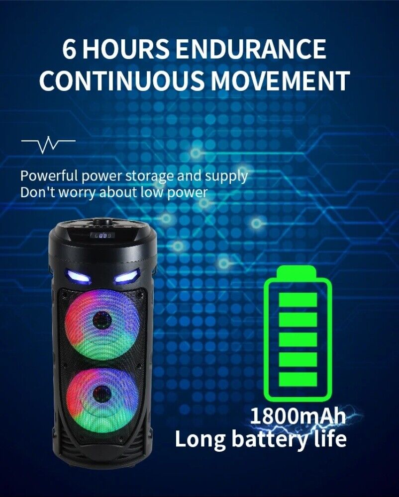 Heavy Bass Portable Bluetooth Speaker with FM, Subwoofer, and Party Lights – Perfect for Any Gathering