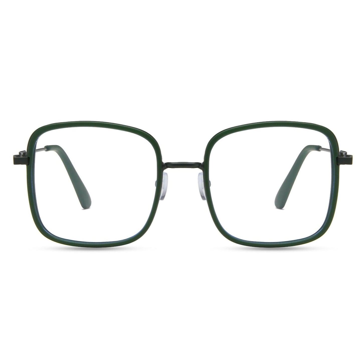 Oversized Square Metal Frame Eyeglasses – Retro Anti-Blue Light Glasses for Men & Women