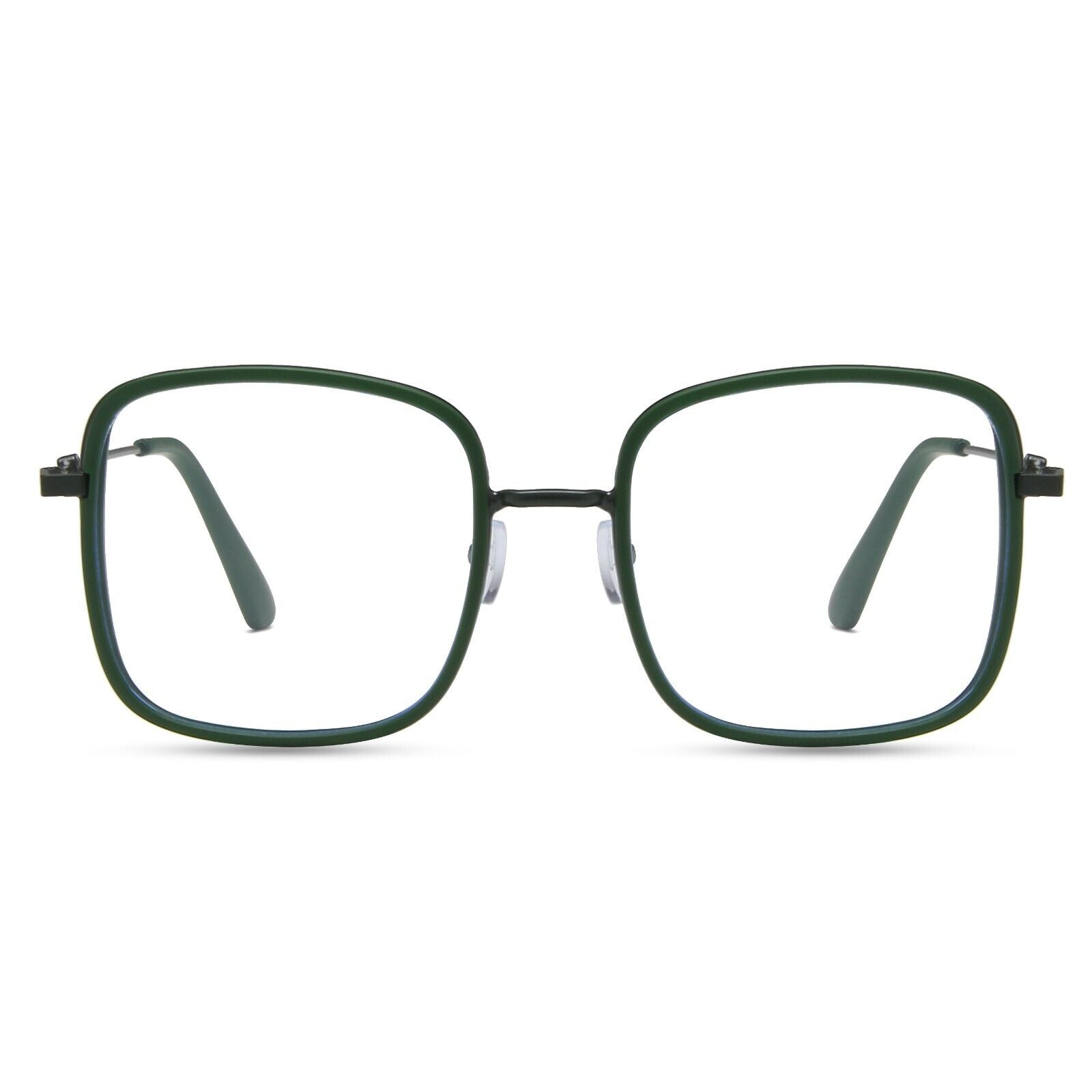 Oversized Square Metal Frame Eyeglasses – Retro Anti-Blue Light Glasses for Men & Women