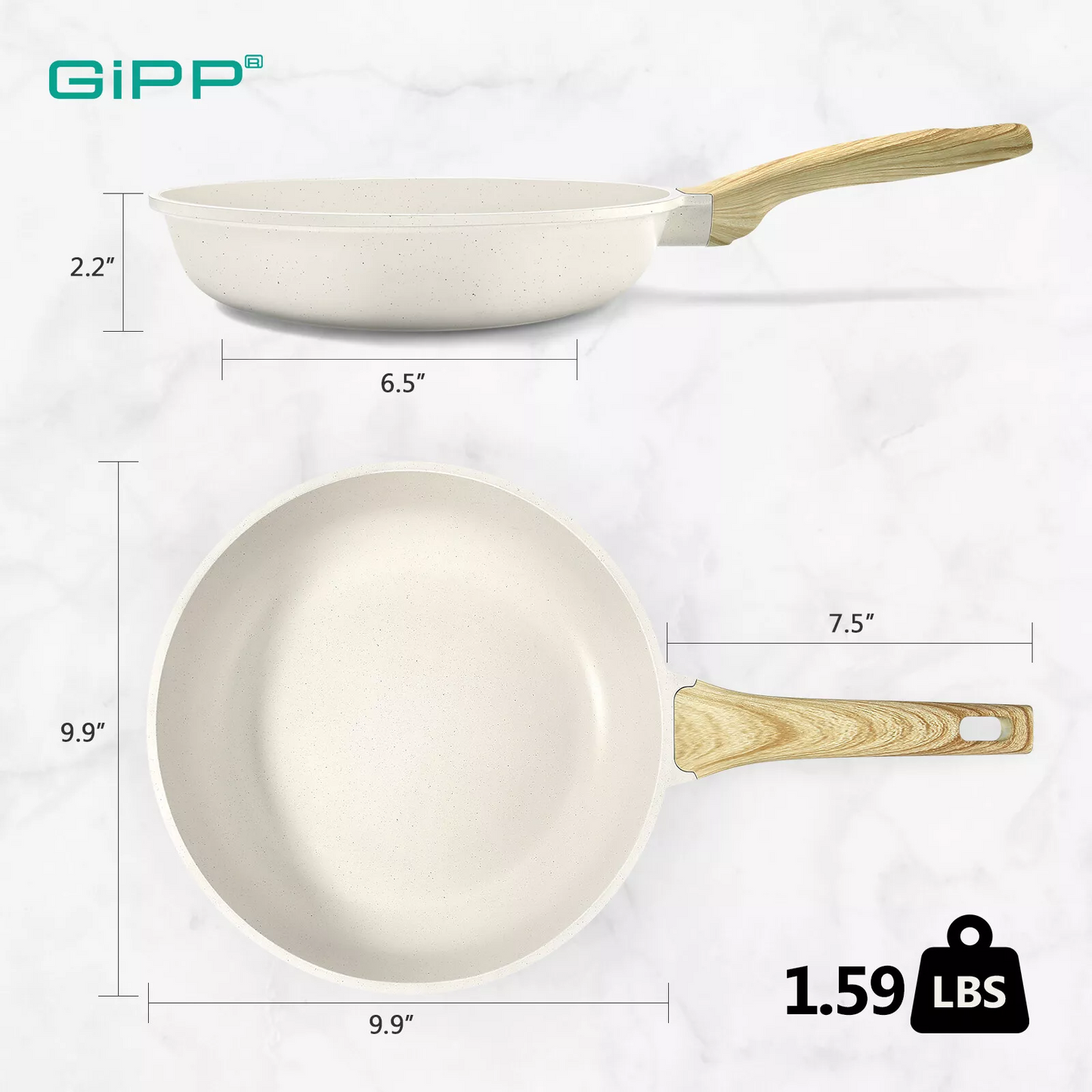 Non-Stick Frying Pan Set (20cm, 24cm, 28cm) – Non-Toxic Granite Skillets with Ergonomic Handle & Glass Lid