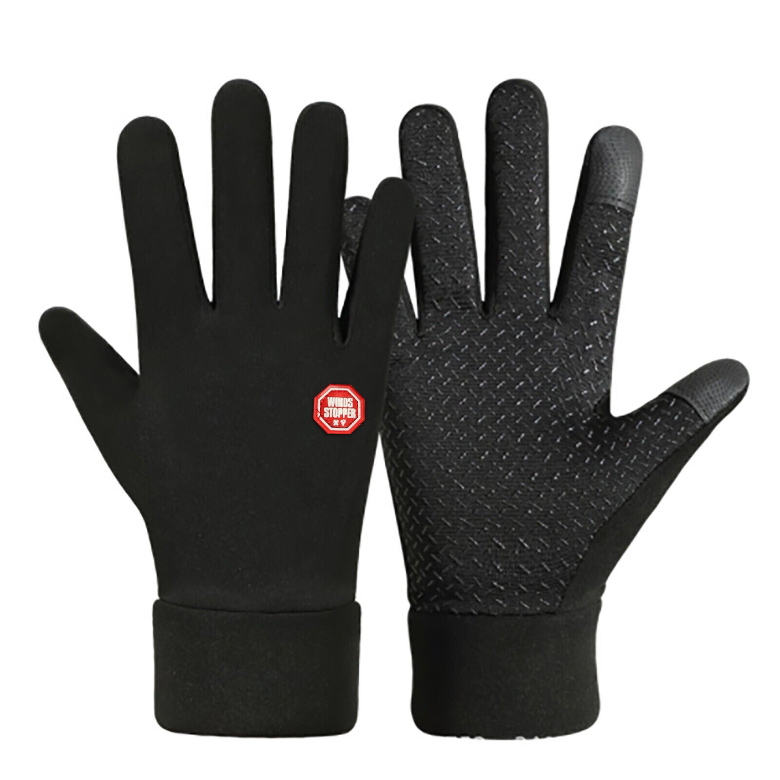 Men's Winter Warm Windproof Waterproof Fleece-Lined Thermal Touch Screen Gloves.