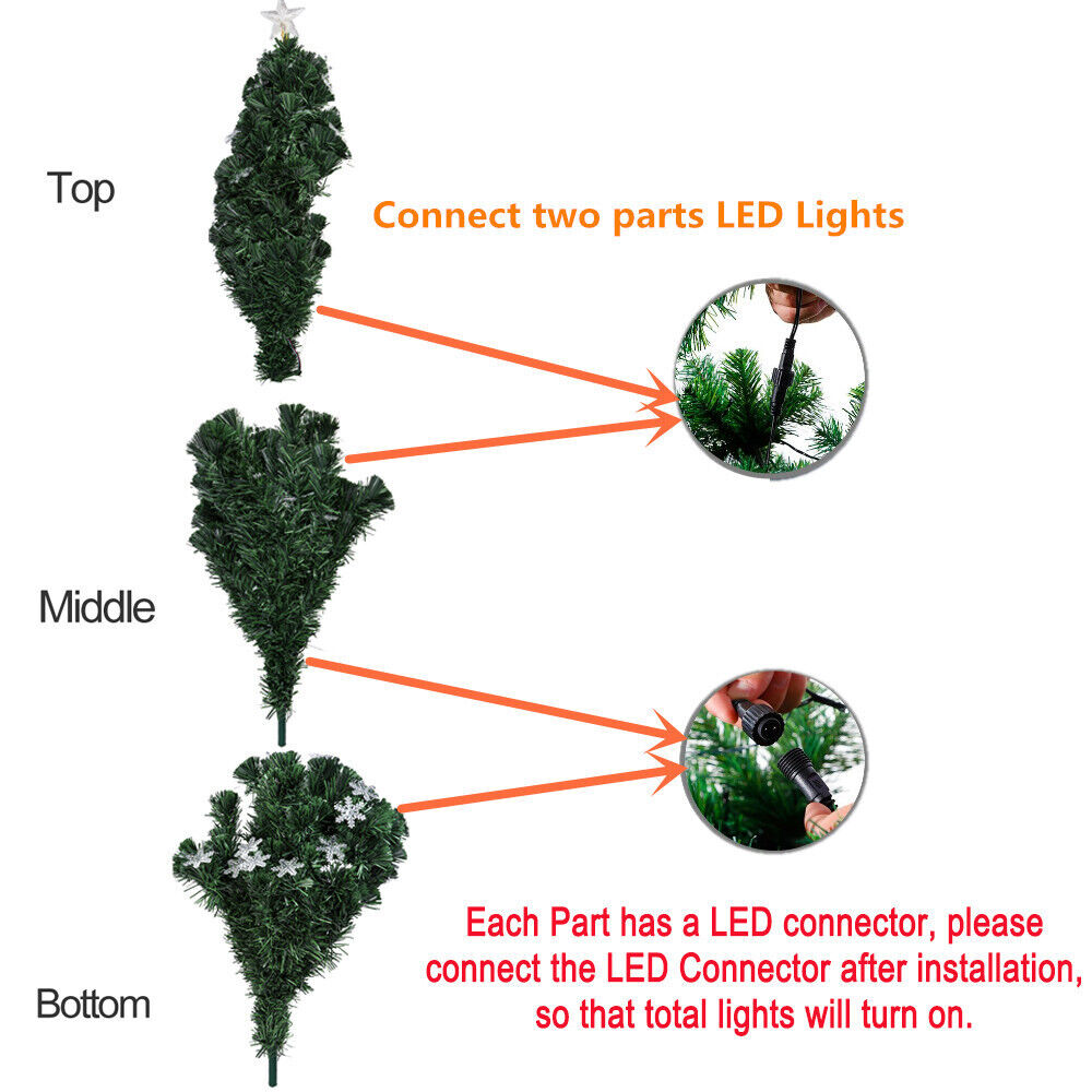 Christmas Tree Pre Lit with LED Lights Bushy Pine Xmas Indoor Decor 4/5/6/7FT