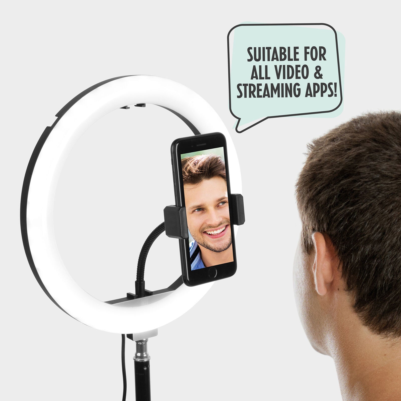 Selfie Light Free-Stand Phone/Tablet Holder Adjustable Height Foldable