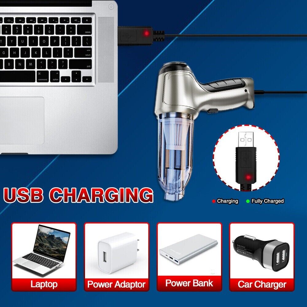Cordless 3-in-1 Car Vacuum Cleaner – Powerful 95000PA Wet/Dry Handheld Vacuum with Blower & Pump, USB Rechargeable