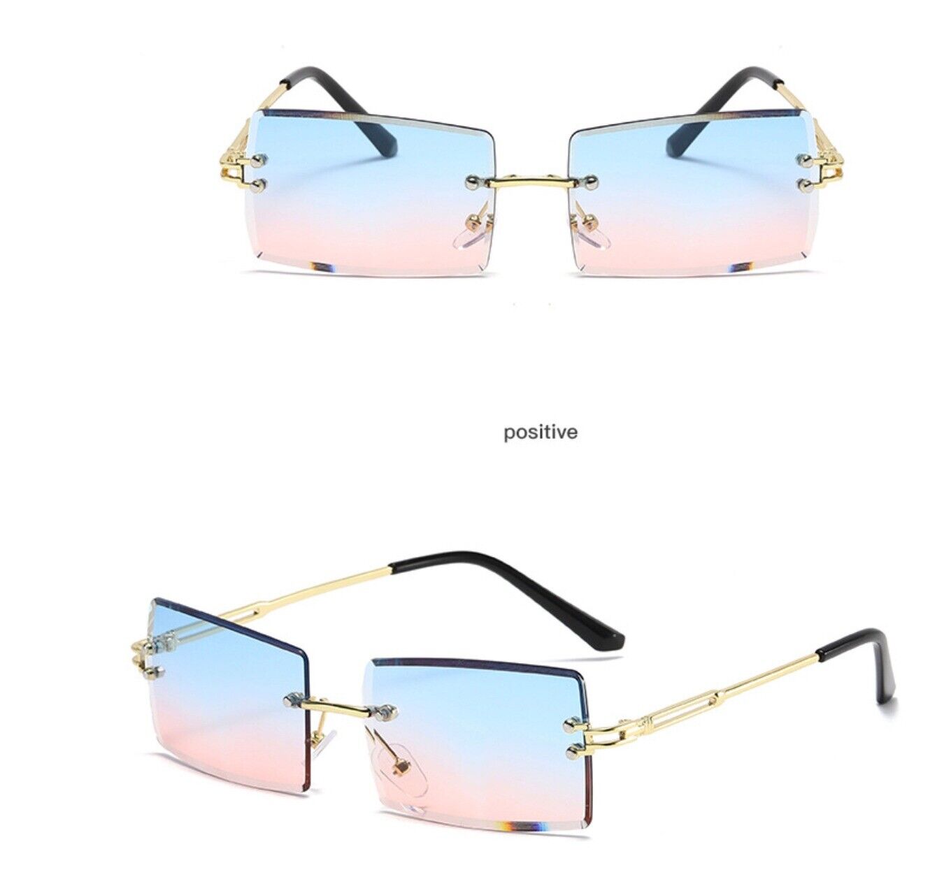 UV400 Rimless Rectangle Sunglasses – Fashionable Alloy Frame, Anti-Reflective Sun Glasses for Men & Women