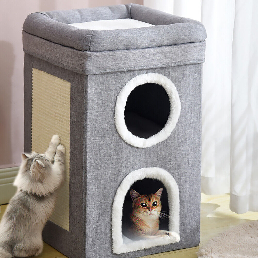Cat House Cat Cave Cats Three Layer Condo Cat Nest Cat Bed with Scratching Board