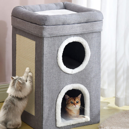 Cat House Cat Cave Cats Three Layer Condo Cat Nest Cat Bed with Scratching Board