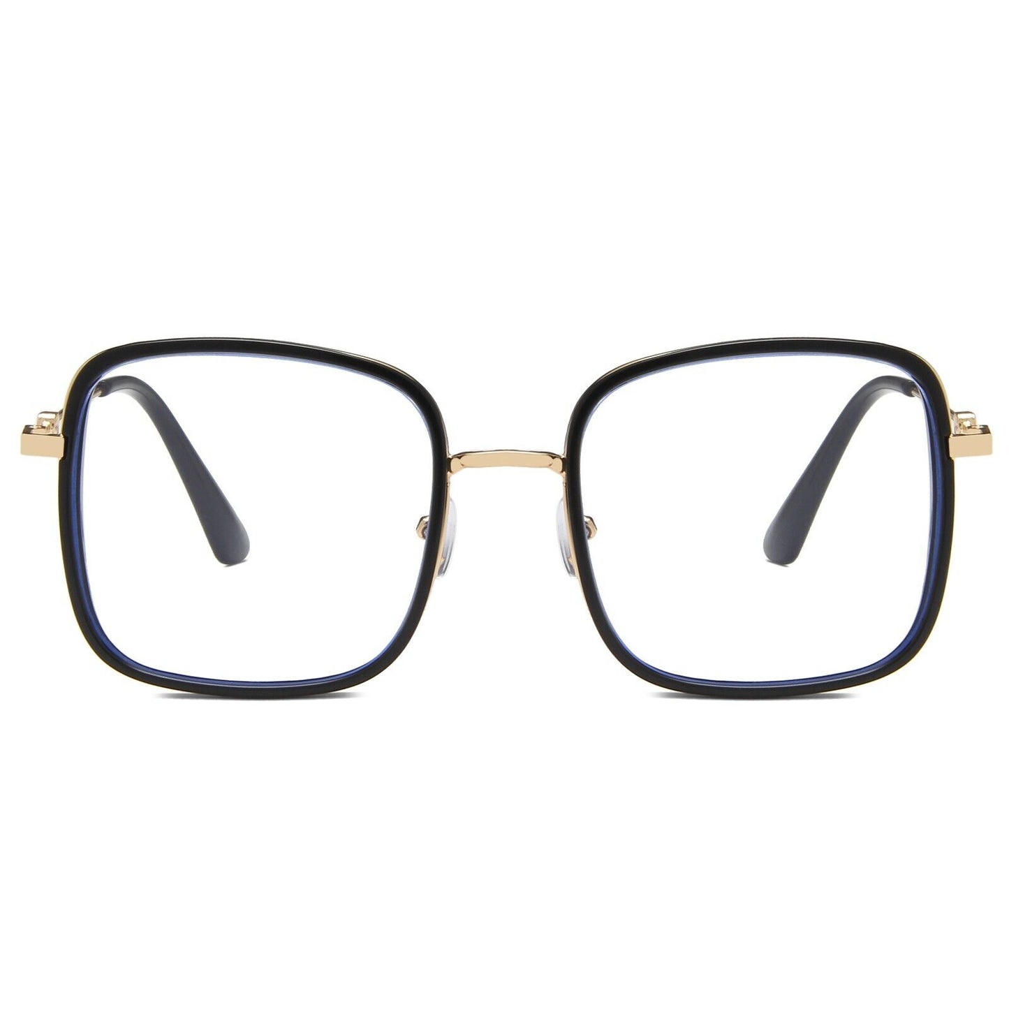 Oversized Square Metal Frame Eyeglasses – Retro Anti-Blue Light Glasses for Men & Women